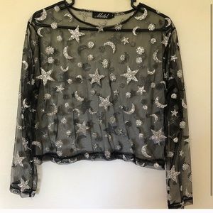 motel star glitter mesh top